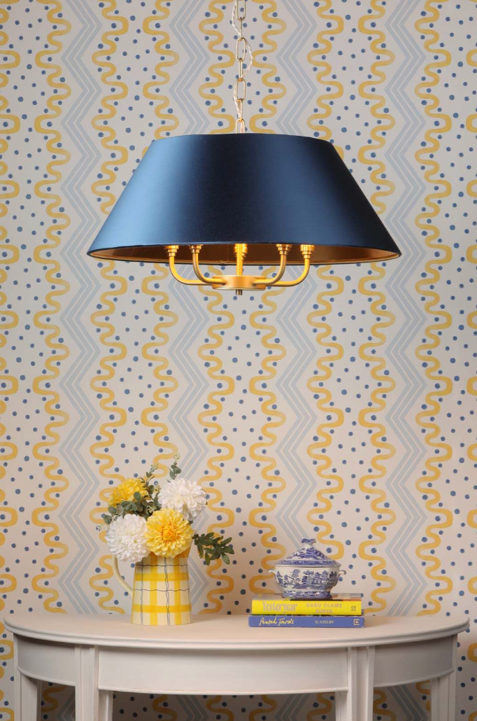 Gothenburg 5 Light Shadelier Antique Brass With Bespoke Shade