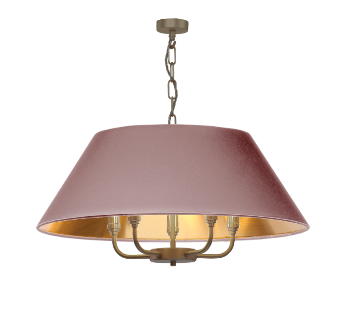 Gothenburg 5 Light Shadelier Antique Brass With Bespoke Shade