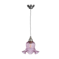 Mia Single Pendant Pewter with Azalea Glass