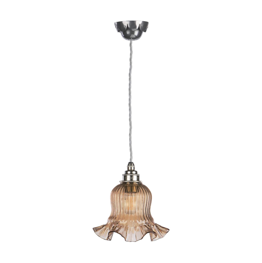Mia Single Pendant Pewter with Tobacco Glass