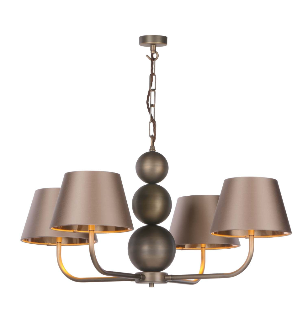 Athena 4 Light Pendant Antique Brass With Bespoke Shade