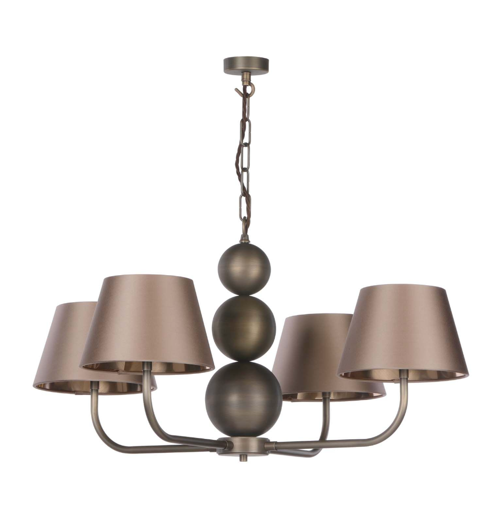 Athena 4 Light Pendant Antique Brass With Bespoke Shade