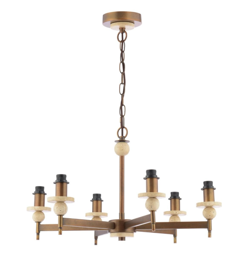 Colenza 6 Light Pendant Antique Bronze and Travertine Fitting Only