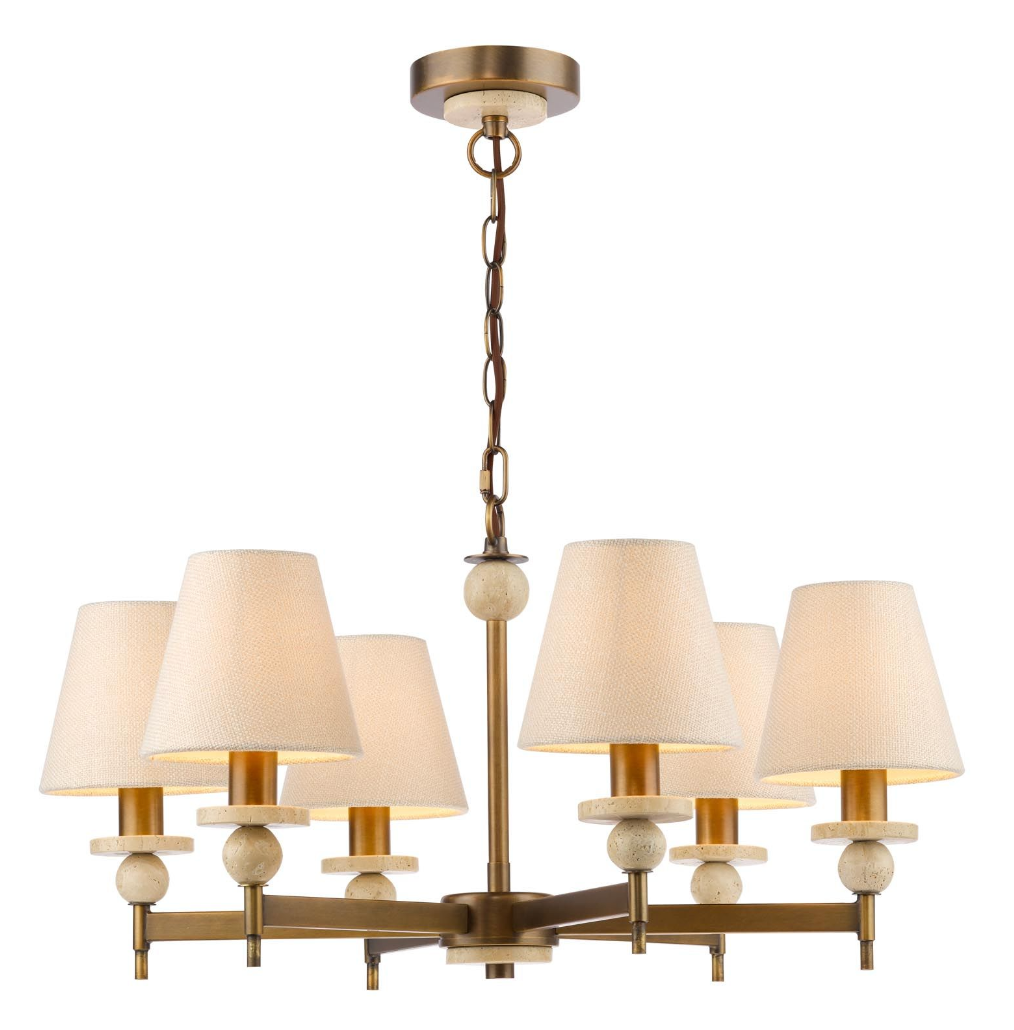 Colenza 6 Light Pendant Antique Bronze and Travertine Fitting Only