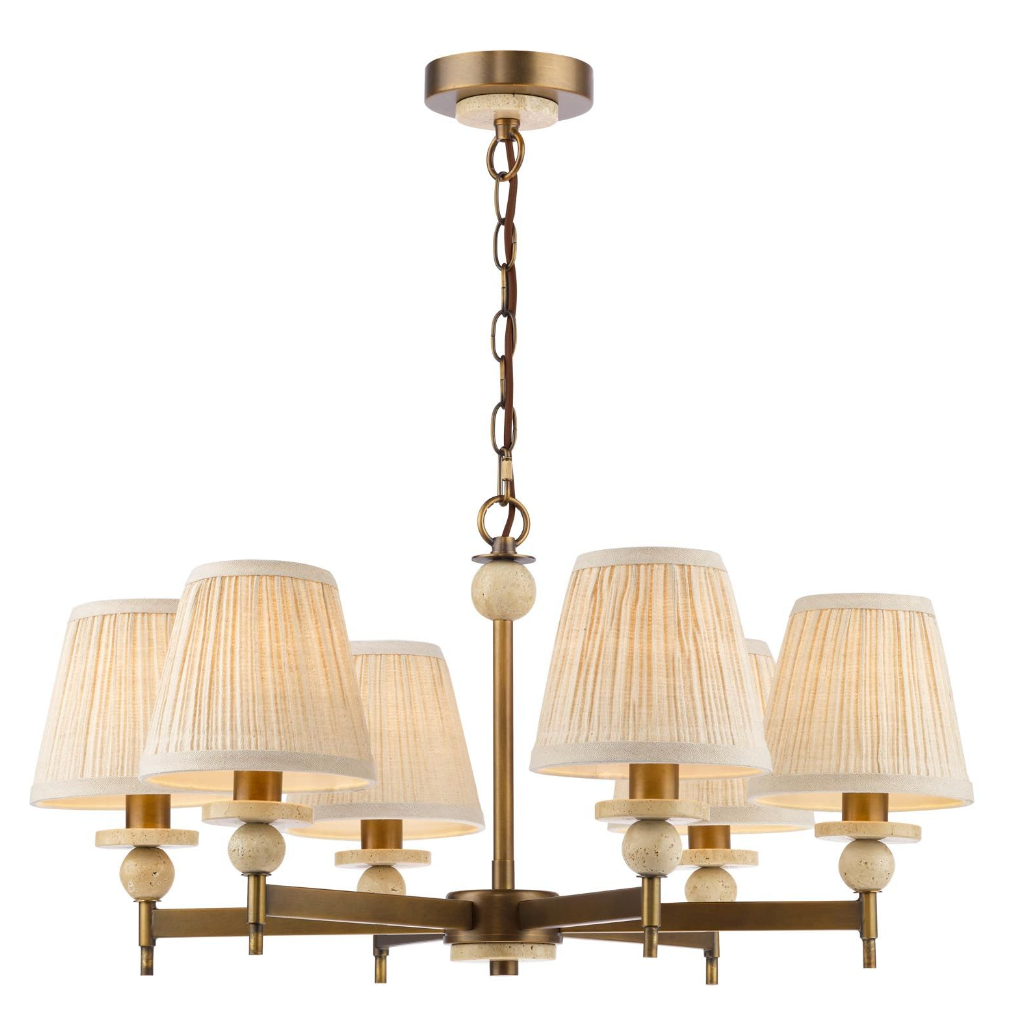 Colenza 6 Light Pendant Antique Bronze and Travertine Fitting Only