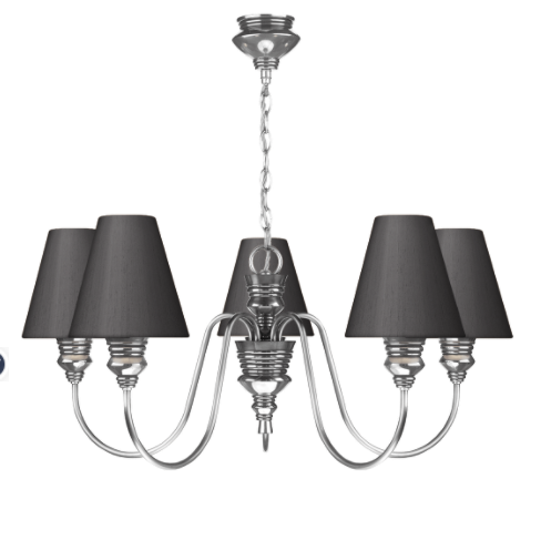 David Hunt Lighting Doreen 5 Light Chandelier Pewter Bespoke Shades