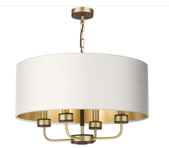 David Hunt Lighting Hunter 4 Light Pendant Brass with Bespoke Shade   HUN0440