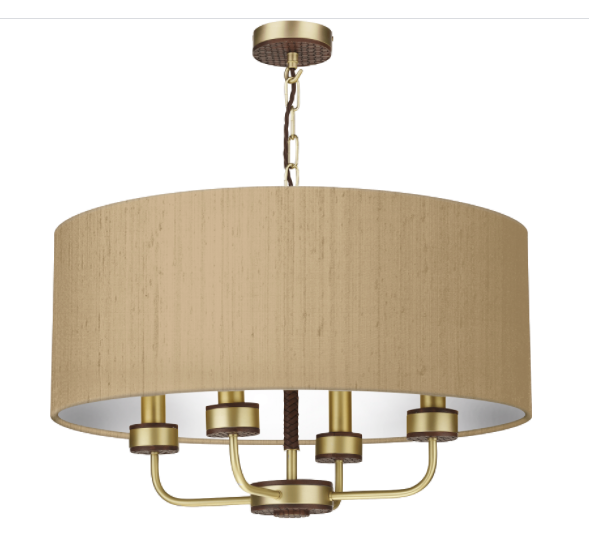 David Hunt Lighting Hunter 4 Light Pendant Brass with Bespoke Shade   HUN0440