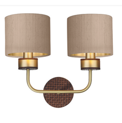 David Hunt Lighting Hunter Double Wall Light Brass with Bespoke Shade   HUN0940