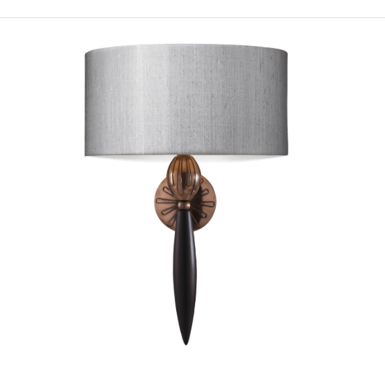 David Hunt Lighting Contour Wall Light Black Bronze With Silk Shade CON0799