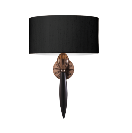 David Hunt Lighting Contour Wall Light Black Bronze With Silk Shade CON0799