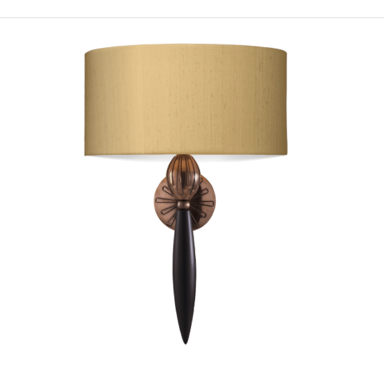 David Hunt Lighting Contour Wall Light Black Bronze With Silk Shade CON0799