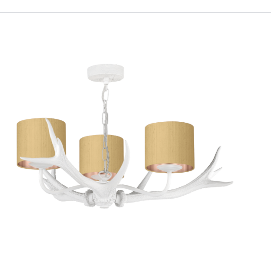 David Hunt Lighting Antler 3 Light Pendant White Complete with Bespoke Shades