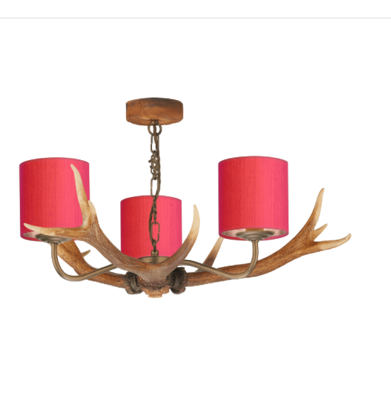 David Hunt Lighting Antler 3 Light Pendant Highland Rustic Complete with Bespoke Shades