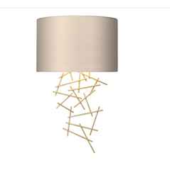 Atwood Wall Light Satin Brass Bespoke Shade