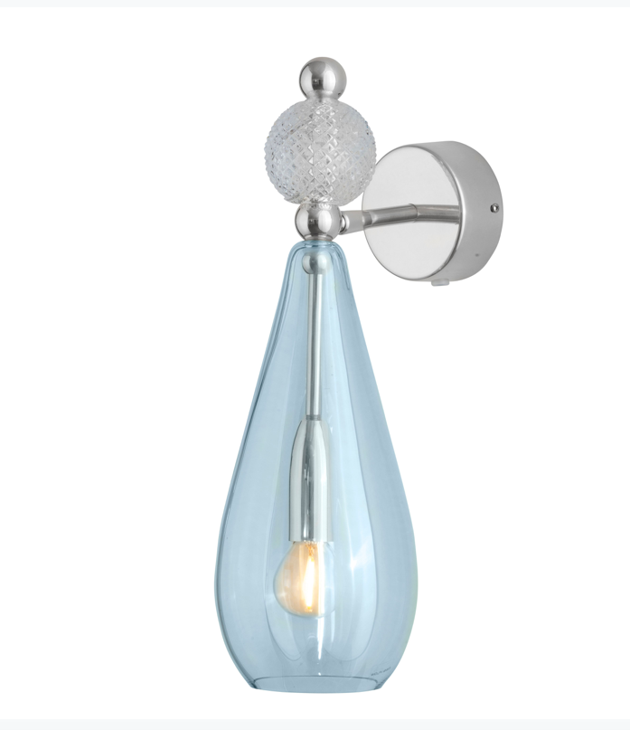 Ebb & Flow Smykke Wall Lamp, with Crystal ball, Glass, Silver