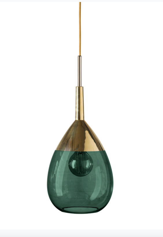 Lute Small Glass Pendant Light Gold Various Colours Ebb and Flow
