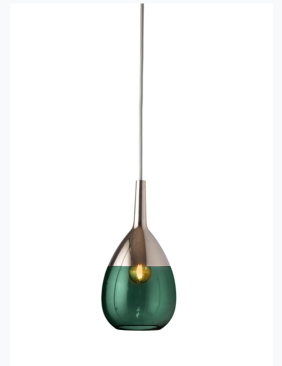 Lute Med Glass Pendant Light Silver Various Colours Ebb and Flow