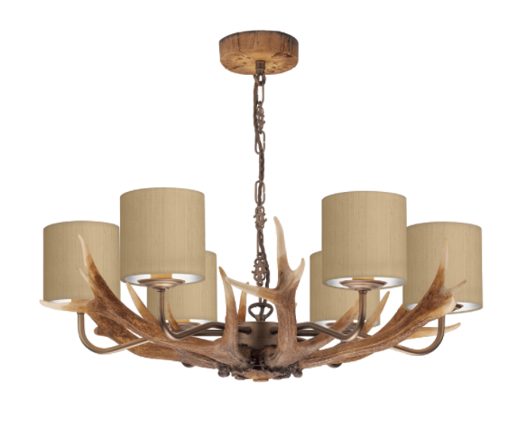 David Hunt Lighting Antler 6 Light Pendant Complete with Bespoke Shades