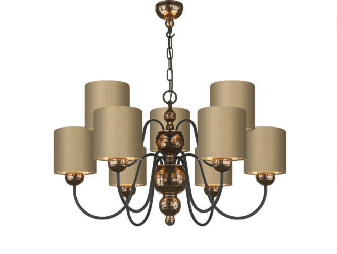 David Hunt Lighting Garbo 9 Light Bronze Bespoke Shades