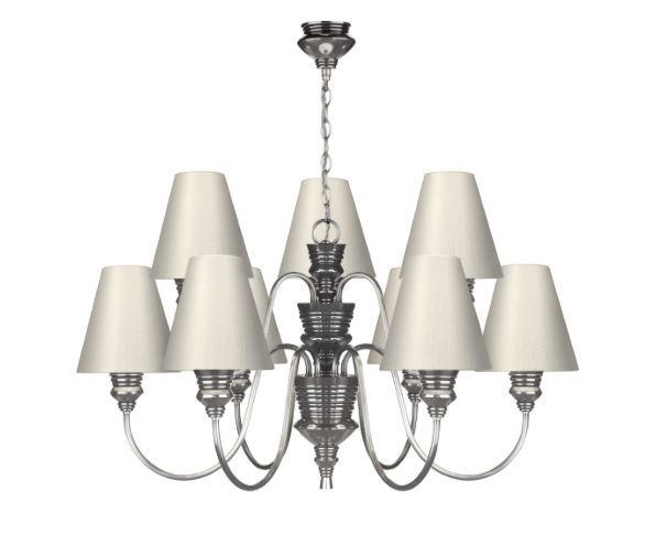 David Hunt Lighting Doreen 9 Light Chandelier Pewter Bespoke Shades