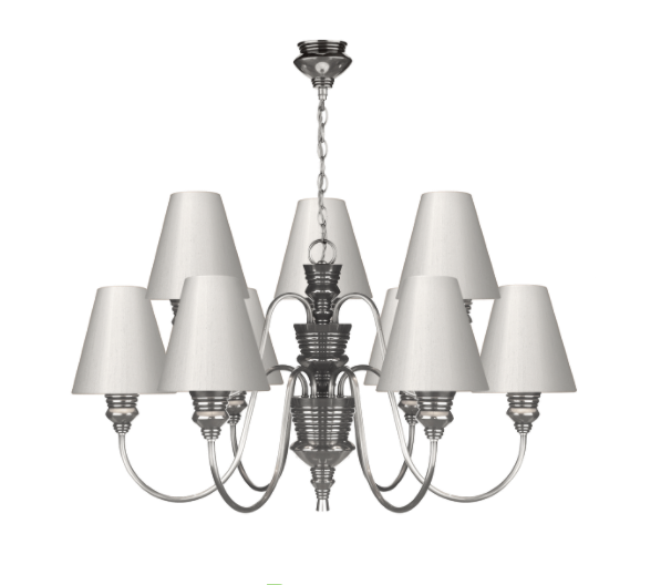 David Hunt Lighting Doreen 9 Light Chandelier Pewter Bespoke Shades