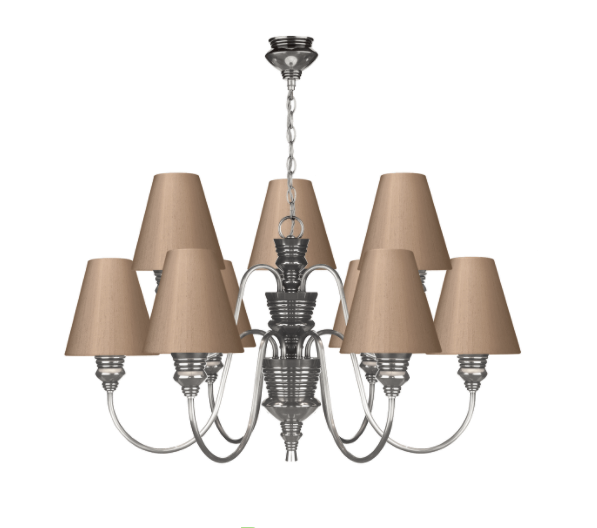 David Hunt Lighting Doreen 9 Light Chandelier Pewter Bespoke Shades