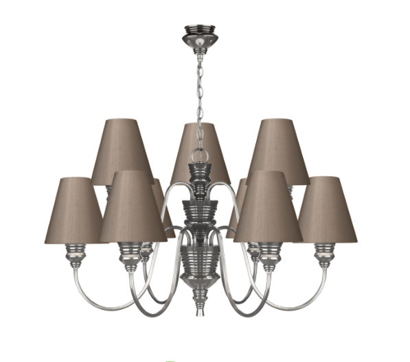 David Hunt Lighting Doreen 9 Light Chandelier Pewter Bespoke Shades