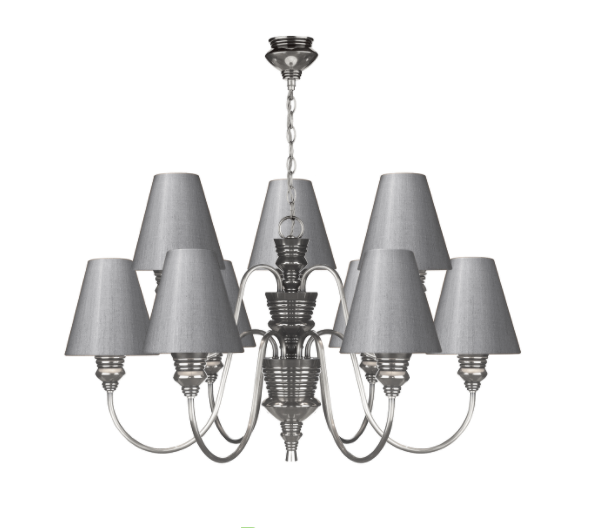 David Hunt Lighting Doreen 9 Light Chandelier Pewter Bespoke Shades