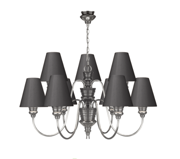 David Hunt Lighting Doreen 9 Light Chandelier Pewter Bespoke Shades