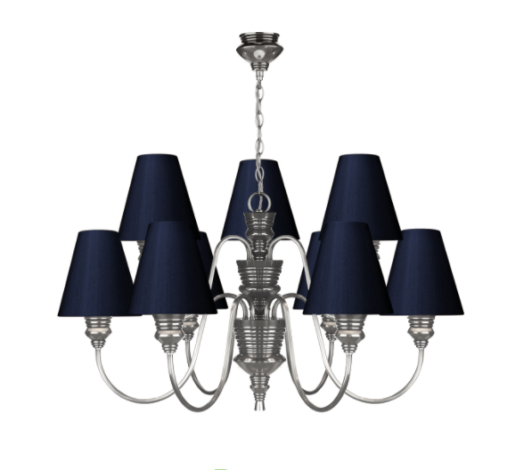 David Hunt Lighting Doreen 9 Light Chandelier Pewter Bespoke Shades