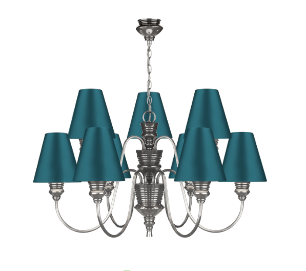 David Hunt Lighting Doreen 9 Light Chandelier Pewter Bespoke Shades