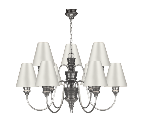 David Hunt Lighting Doreen 9 Light Chandelier Pewter Bespoke Shades