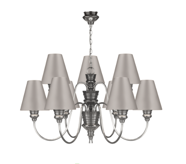 David Hunt Lighting Doreen 9 Light Chandelier Pewter Bespoke Shades