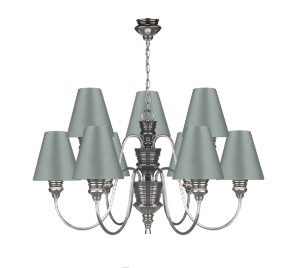 David Hunt Lighting Doreen 9 Light Chandelier Pewter Bespoke Shades