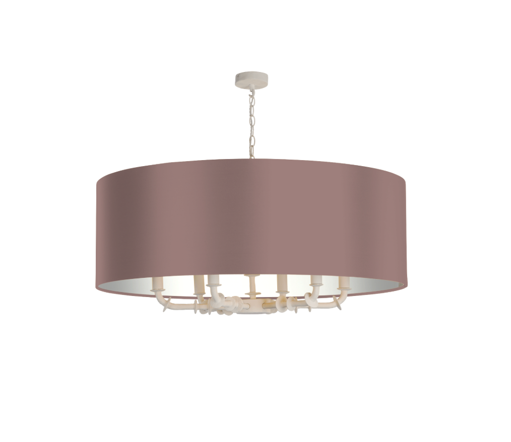 Icarus 6 Light Pendant in Chalk White with Bespoke Large Shade