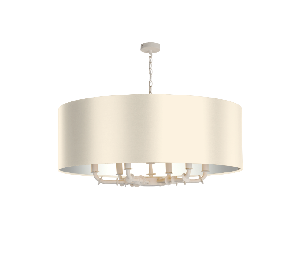 Icarus 6 Light Pendant in Chalk White with Bespoke Large Shade