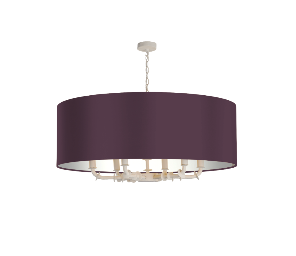 Icarus 6 Light Pendant in Chalk White with Bespoke Large Shade