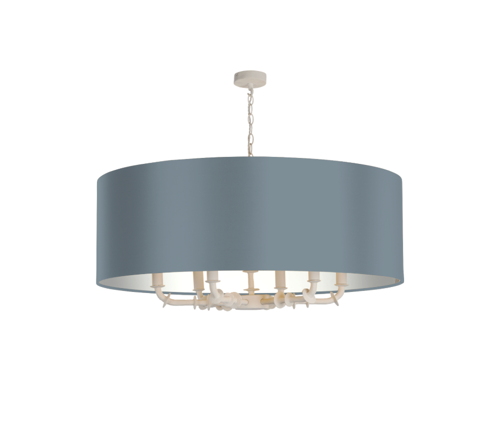 Icarus 6 Light Pendant in Chalk White with Bespoke Large Shade