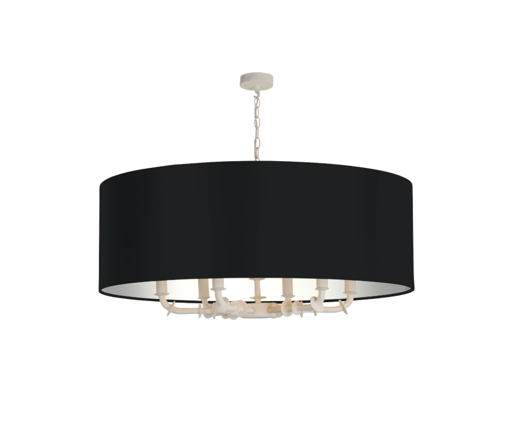 Icarus 6 Light Pendant in Chalk White with Bespoke Large Shade