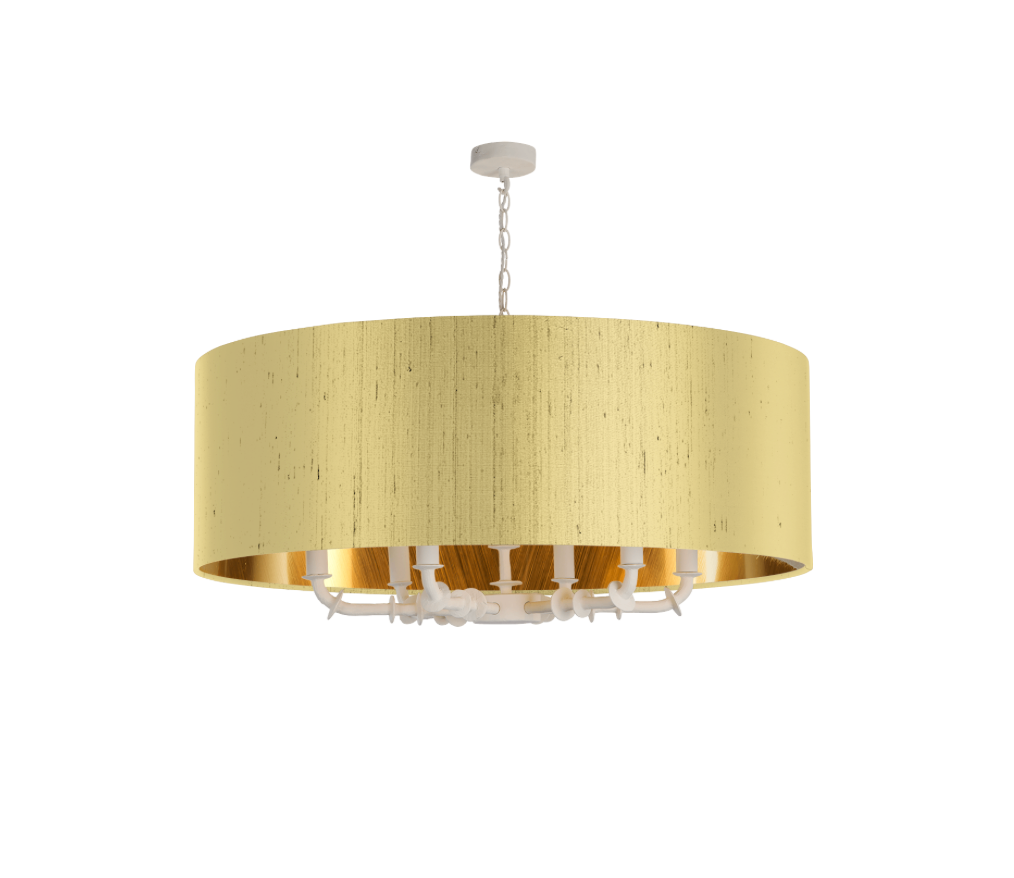 Icarus 6 Light Pendant in Chalk White with Bespoke Large Shade