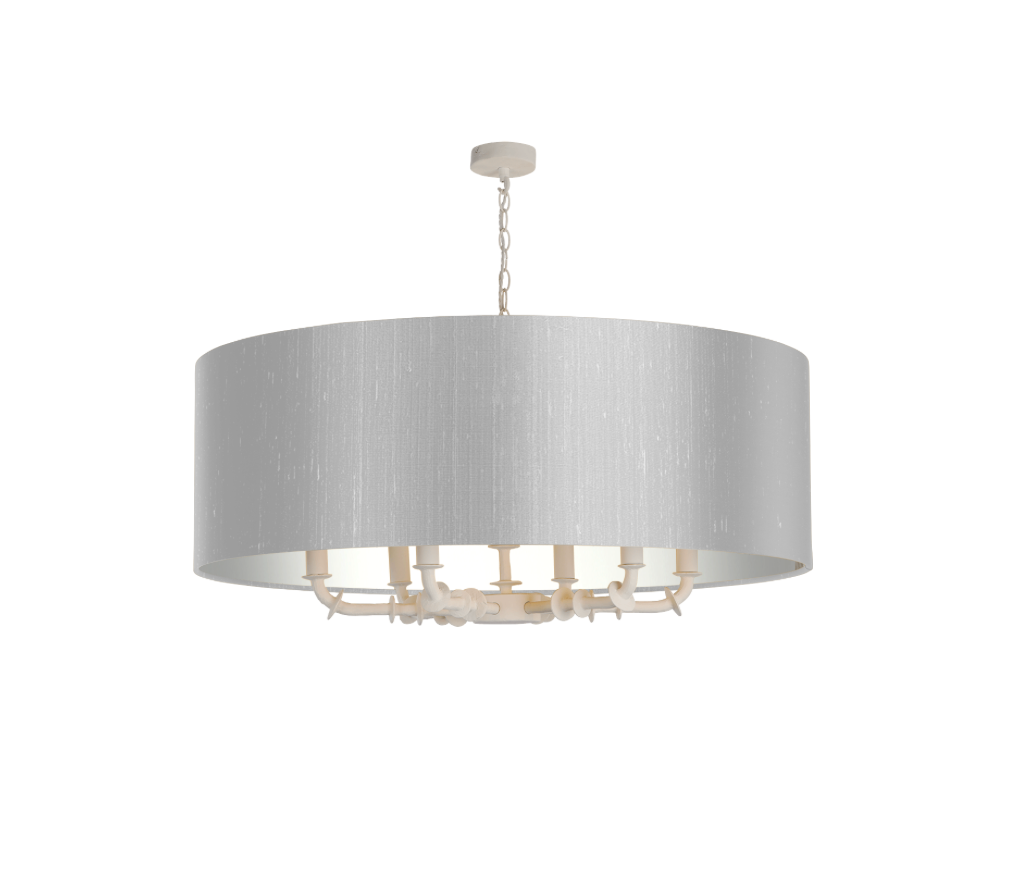 Icarus 6 Light Pendant in Chalk White with Bespoke Large Shade