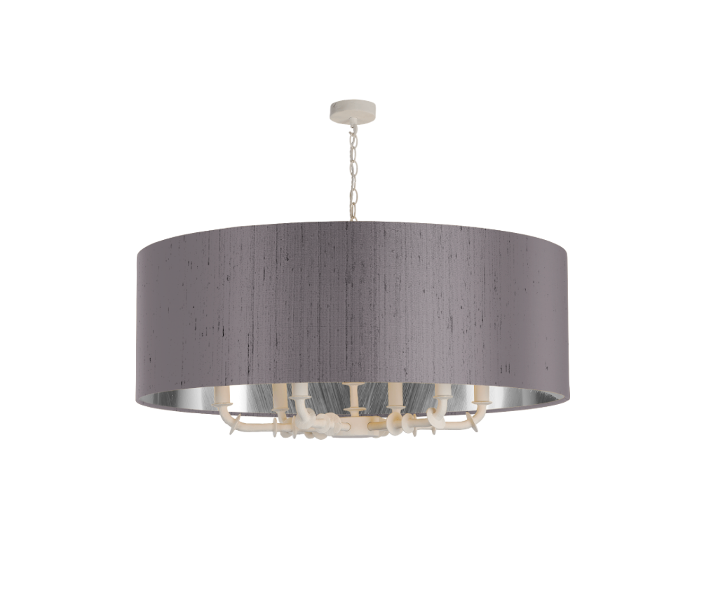 Icarus 6 Light Pendant in Chalk White with Bespoke Large Shade