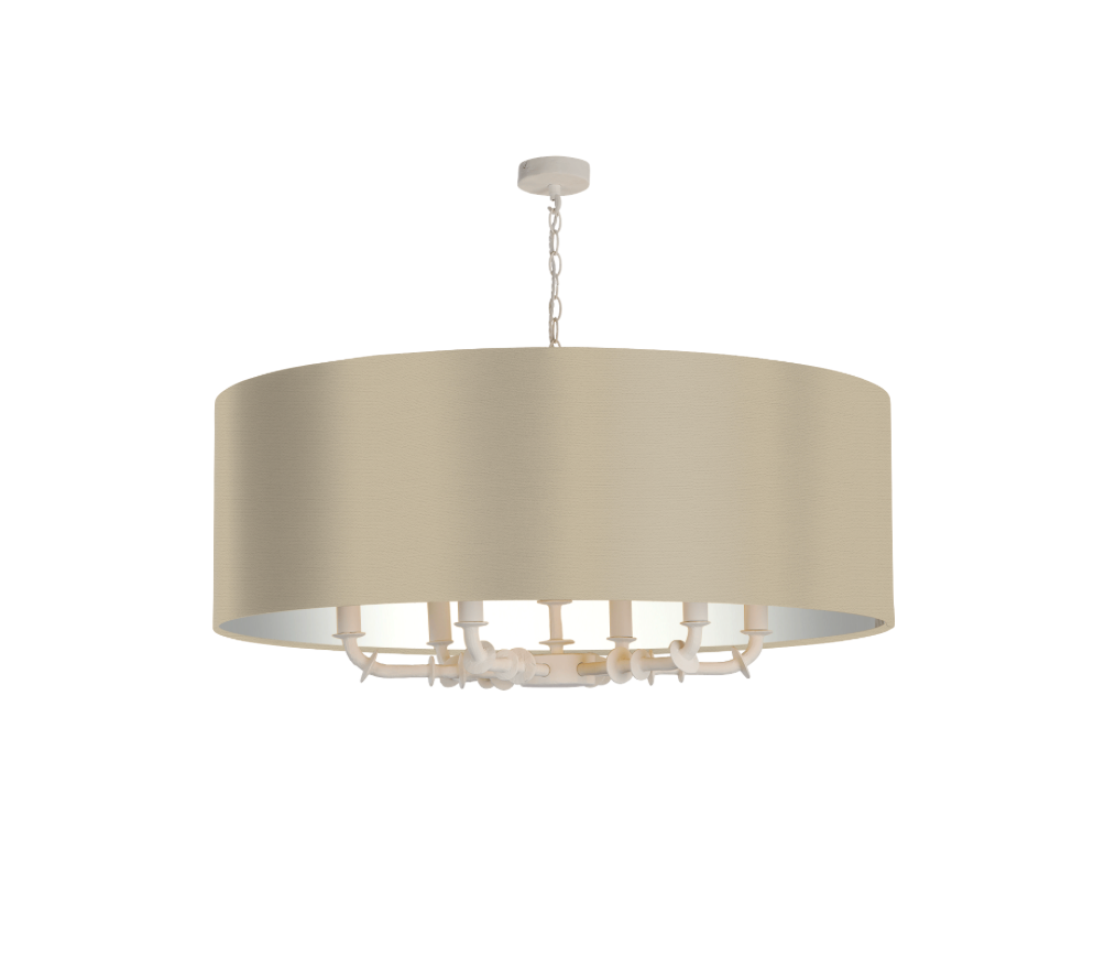 Icarus 6 Light Pendant in Chalk White with Bespoke Large Shade