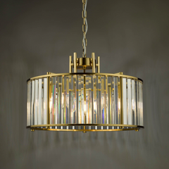 Kiran 5 Light Pendant Natural Brass and Crystal