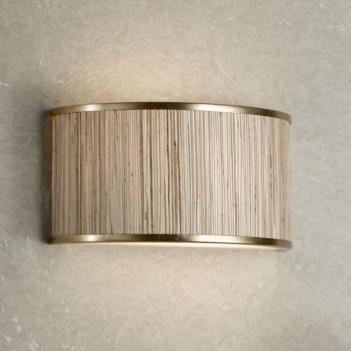 Fenella 2 Light Wall Light Gold Leaf and Seagrass