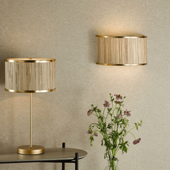 Fenella Table Lamp Gold Leaf With Seagrass Shade