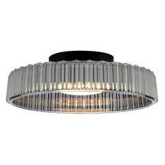 Leena Flush Satin Black  and Ribbed Glass LED