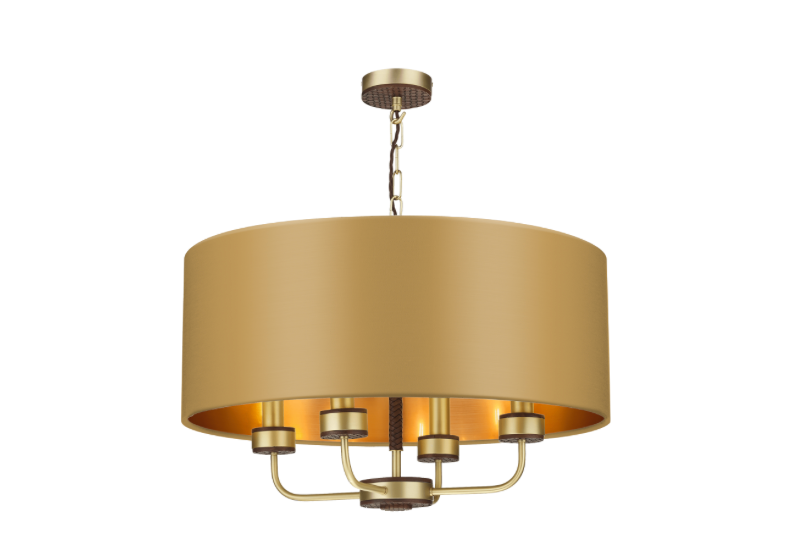 David Hunt Lighting Hunter 4 Light Pendant Brass with Bespoke Shade   HUN0440