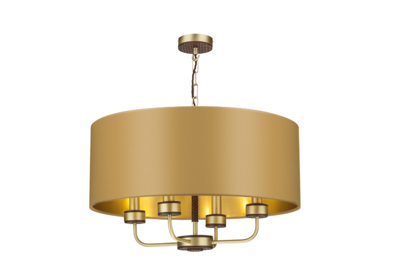 David Hunt Lighting Hunter 4 Light Pendant Brass with Bespoke Shade   HUN0440